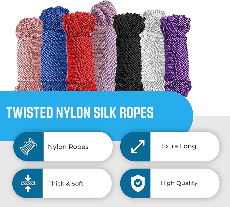 WeGo 32 feet 8mm(1/3inch) Diameter Soft Nylon Silk Rope Solid Braided Twisted Ropes,10m Durable and Strong All Purpose Twine Cord Rope String Thread Cord (Red) - Image 3